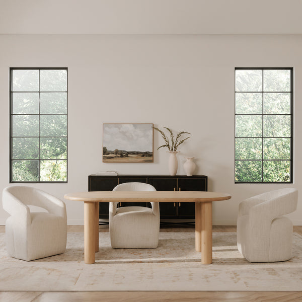 Moe's Barrow Rolling Dining Chair in White Mist