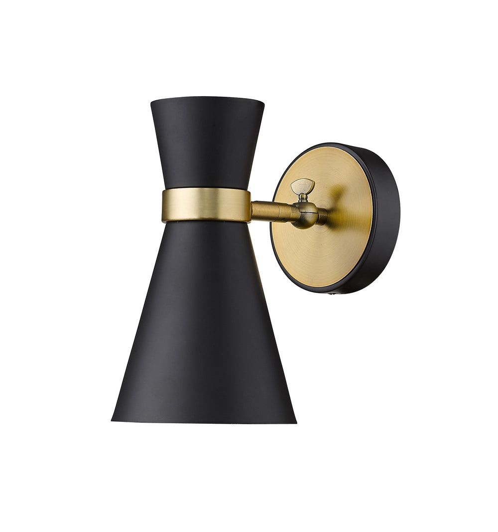 Soriano 1 Light Wall Sconce in Matte Black + Heritage Brass Finish