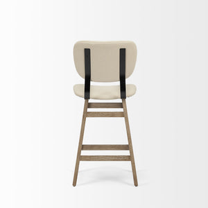 Haden 26.5" Seat Height Cream Upholstered Seat Brown Wood Frame Stool