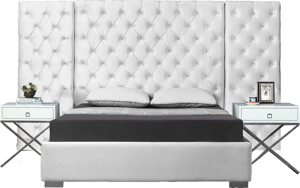 Irene King Bed In White Velvet