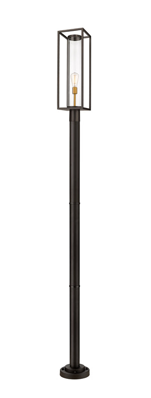Dunbroch 1 Light Outdoor Post Mounted Fixture in Deep Bronze + Outdoor Brass Finish