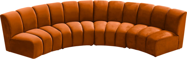 Lynda 4pc. Modular Sectional In Cognac Velvet