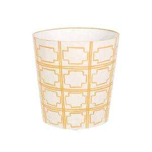 OVAL WASTEBASKET CREAM/YELLOW SQRS