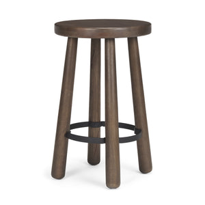 Weldon Dark Brown Wood w/ Matte Black Metal Counter Stool