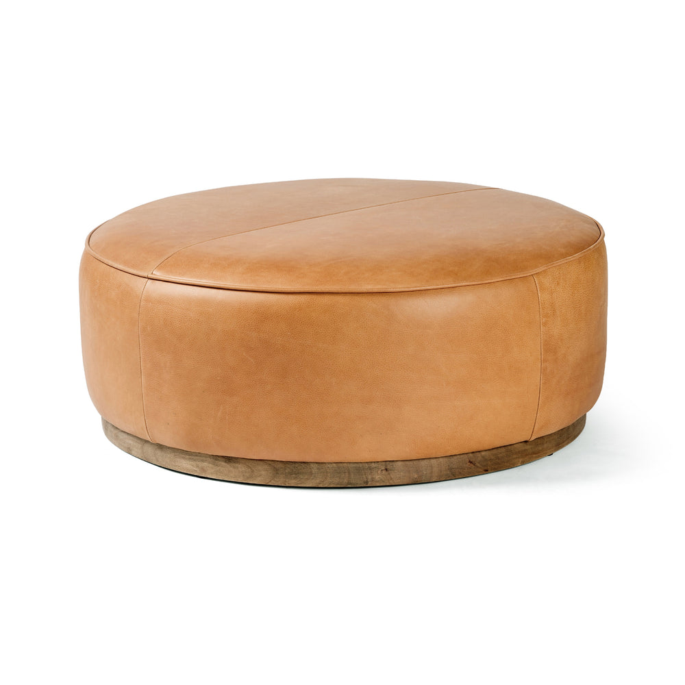 Sinclair Large Round Ottoman In Bttrscotch