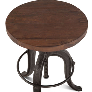 Industrial Teak Adjustable Recycled Teak Bar Stool