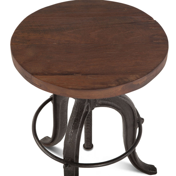 Industrial Teak Adjustable Recycled Teak Bar Stool