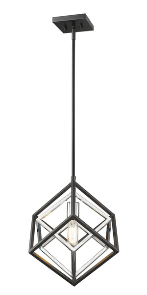 Euclid 1 Light Mini Pendant in Chrome + Matte Black Finish