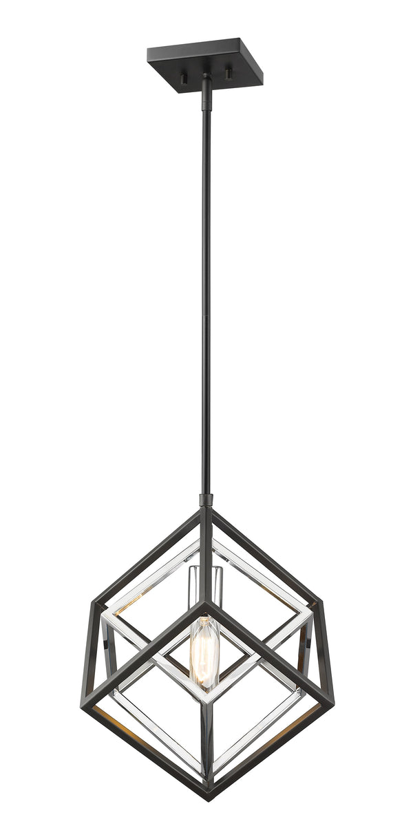 Euclid 1 Light Mini Pendant in Chrome + Matte Black Finish