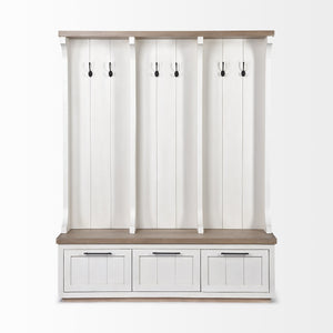 Fairview IV 61L x 17W White And Brown Wood With Storage Hall Tree