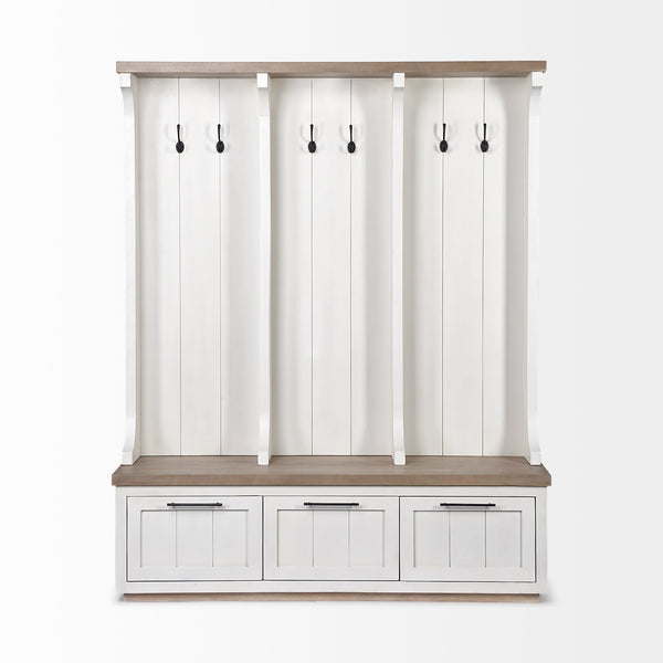 Fairview IV 61L x 17W White And Brown Wood With Storage Hall Tree
