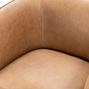 Rinner Leather Accent Barrel Chair in Tan