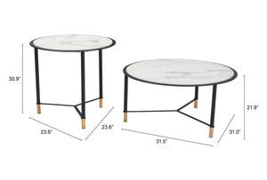 Set of 2 Davis Coffee Tables White & Black
