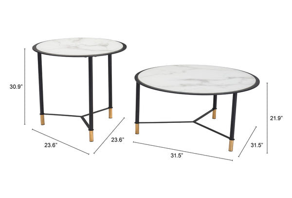 Set of 2 Davis Coffee Tables White & Black