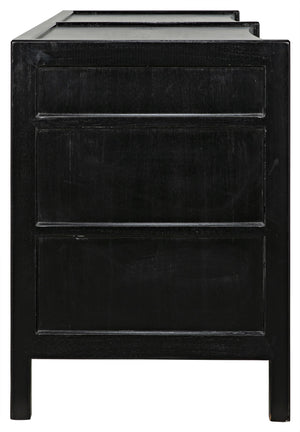 Hampton 6-Drawer Mahogany Dresser with Brass Pulls in Hand-Rubbed Black