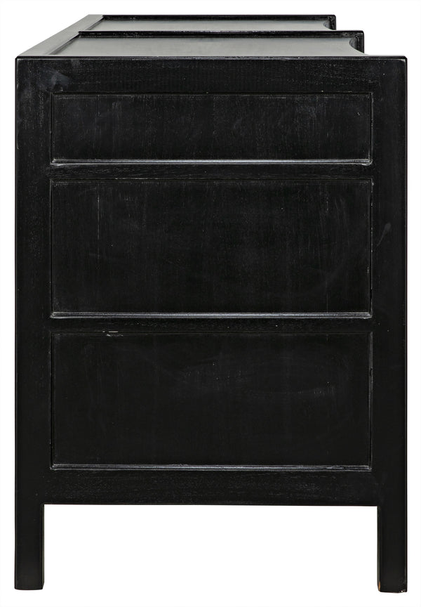Hampton 6-Drawer Mahogany Dresser with Brass Pulls in Hand-Rubbed Black