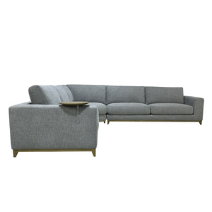 Donovan Upholstered Sectional with Side Table - Gray