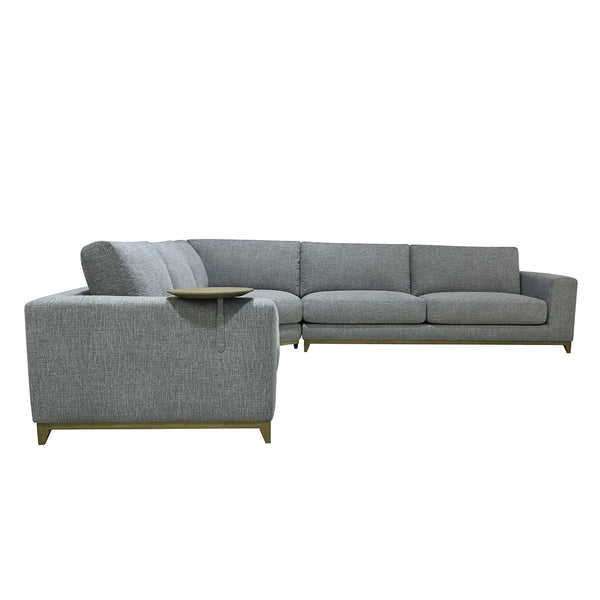 Donovan Upholstered Sectional with Side Table - Gray