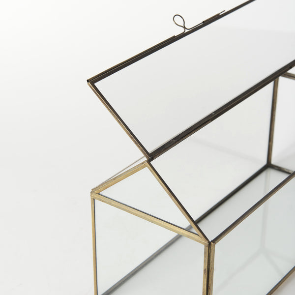 Hutt 16L x 6W x 9H Gold Glass Terrarium Box