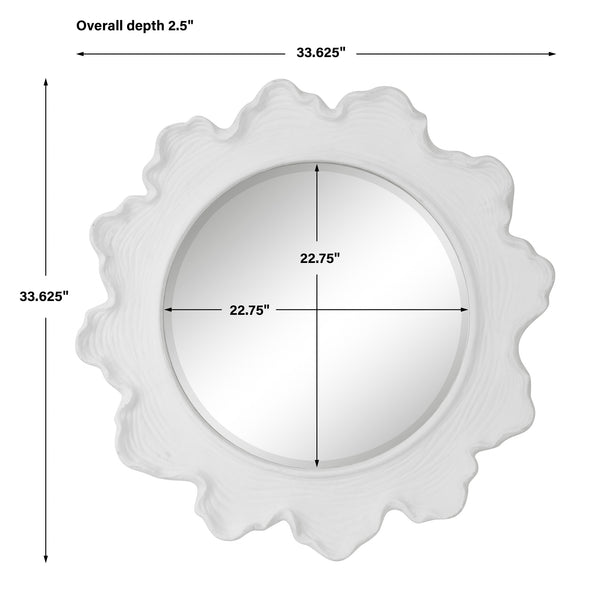 Sea Coral White Round Mirror