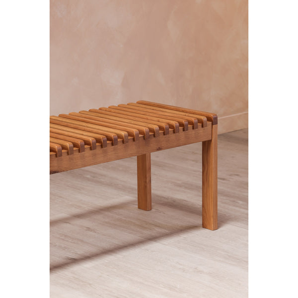 Moe's Rohe Bench Natural Oak with Slat Detailing