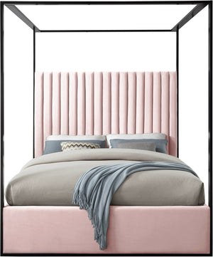 Daniel King Bed In Pink Velvet