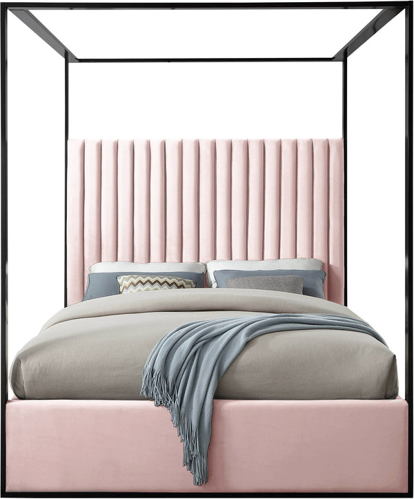 Daniel King Bed In Pink Velvet