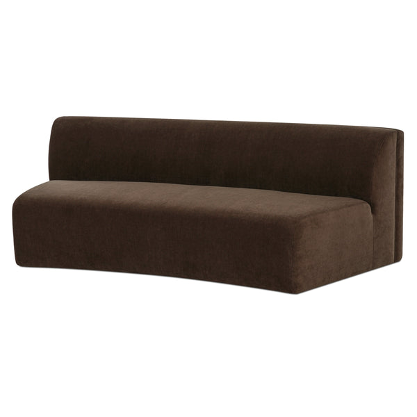Naomi Concave Sofa in Dark Brown Fabric