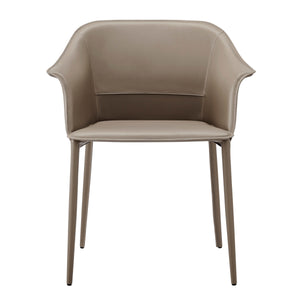 Callie Recycled Leather Dining Arm Chair, Light Mocha