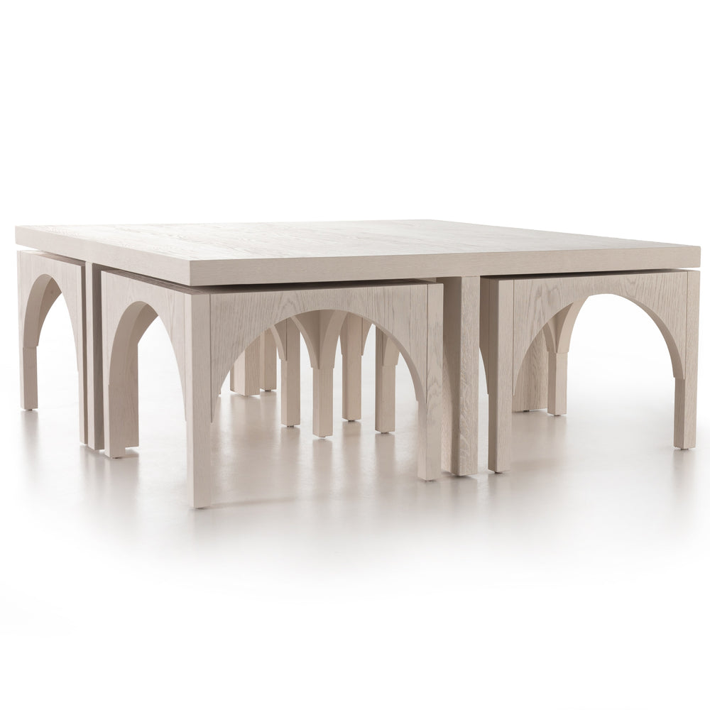 Amara Coffee Tbl W/Nesting Arch Stls In Wht