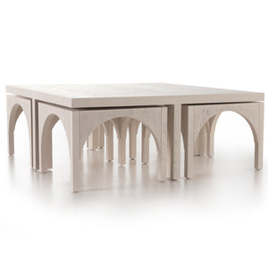 Amara Coffee Tbl W/Nesting Arch Stls In Wht