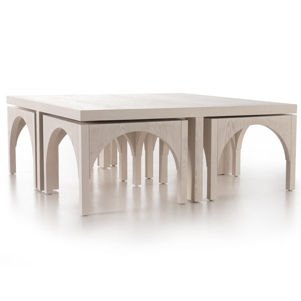 Amara Coffee Tbl W/Nesting Arch Stls In Wht