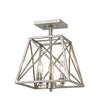Trestle 3 Light Semi Flush Mount in Antique Silver Finish