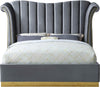 Hubert King Bed In Grey Velvet
