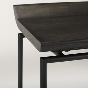 Givens IV 24.25" Seat Height Black Wood Seat Black Frame Stool