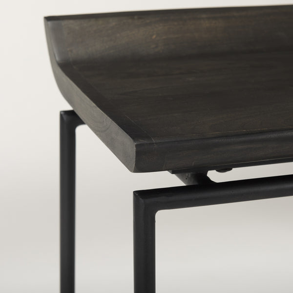 Givens IV 24.25" Seat Height Black Wood Seat Black Frame Stool