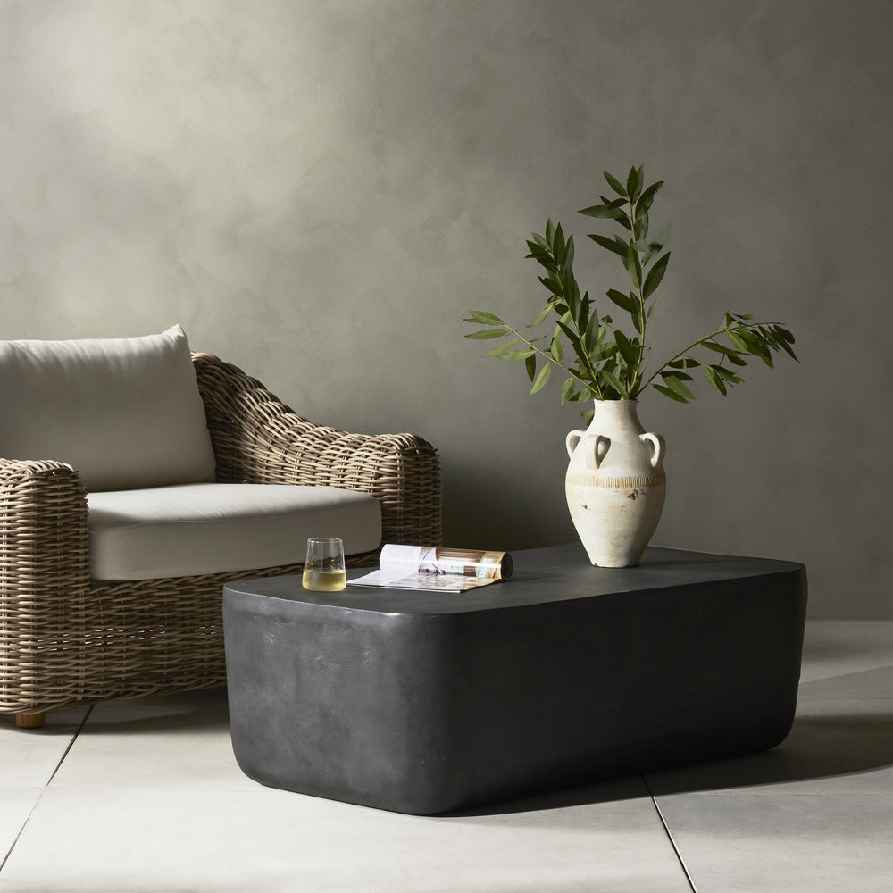 Basil Outdoor Rectangle Coffee Table Large In Grey