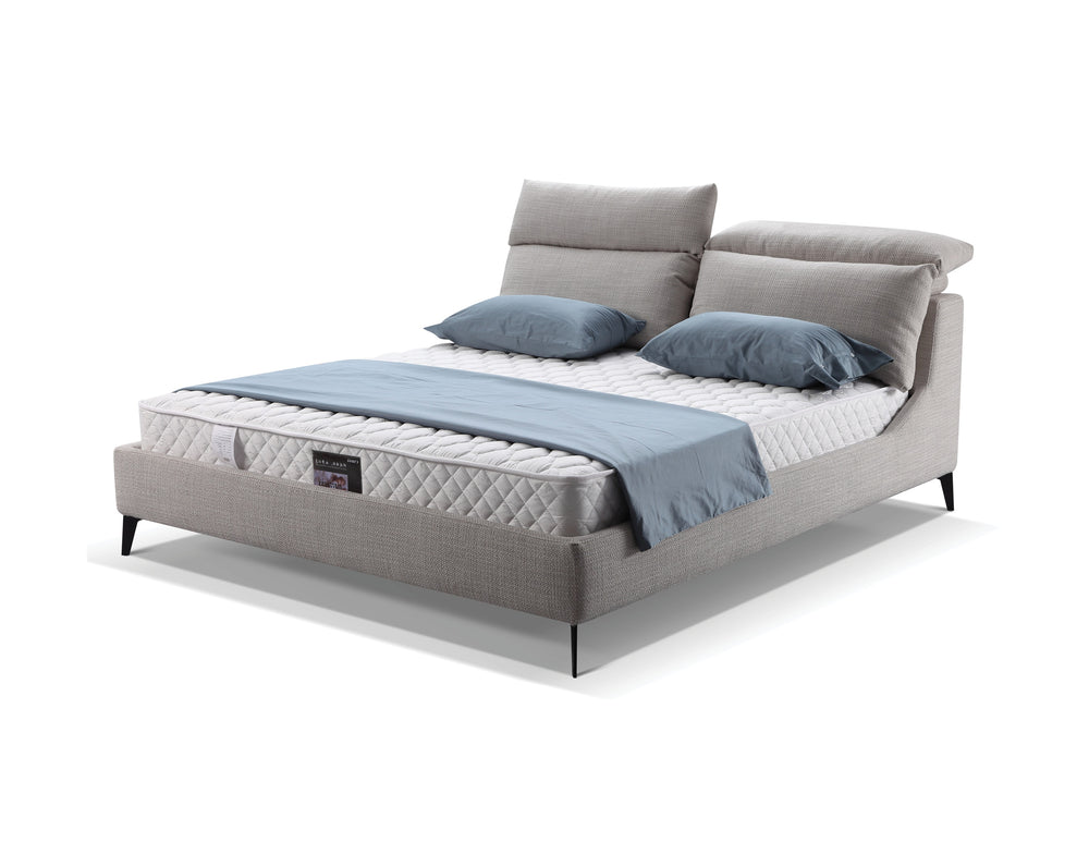 Chillout Queen Bed in stone bouclé with black legs