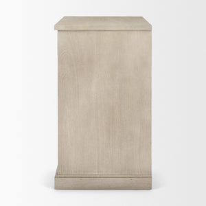 Braxton  33.5L x 18.5W x 31.5H Beige Wood W/Black Accents 2 Door Accent Cabinet