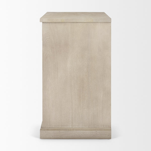 Braxton  33.5L x 18.5W x 31.5H Beige Wood W/Black Accents 2 Door Accent Cabinet