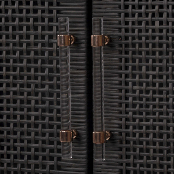 Amara Charcoal Woven Rattan Cabinet