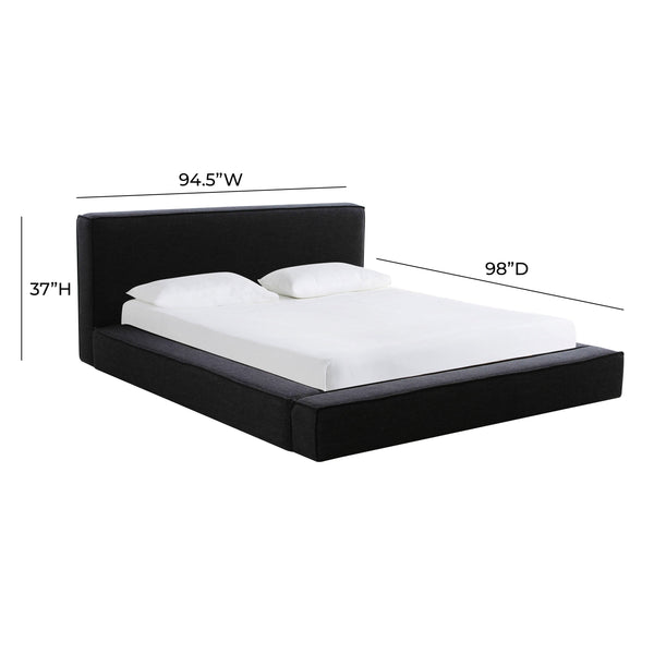 Olafur Black Linen King Bed