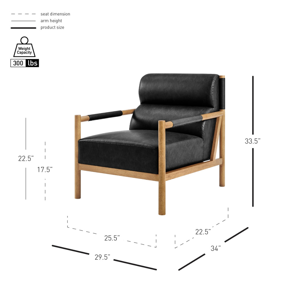 Olsen Faux Leather Accent Arm Chair, Casa Black
