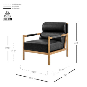 Olsen Faux Leather Accent Arm Chair, Casa Black