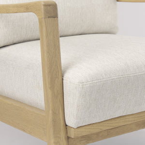 Raeleigh 28.0L x 34.1W x 34.4H Cream Fabric W/Light Brown Wood Accent Chair