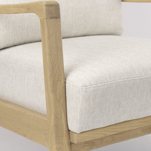 Raeleigh 28.0L x 34.1W x 34.4H Cream Fabric W/Light Brown Wood Accent Chair