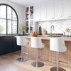 Reagan White and Silver Adjustable Stool