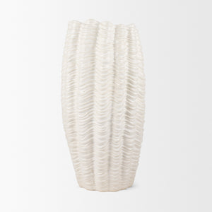 Velia Tall Seashell Sculptural Cream Glazed Ceramic Vase