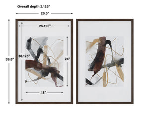 Burgundy Interjection Abstract Prints, Set/2