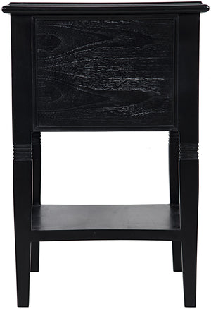 Oxford 2-Drawer Mahogany Side Table in Hand-Rubbed Black with Brass Pulls